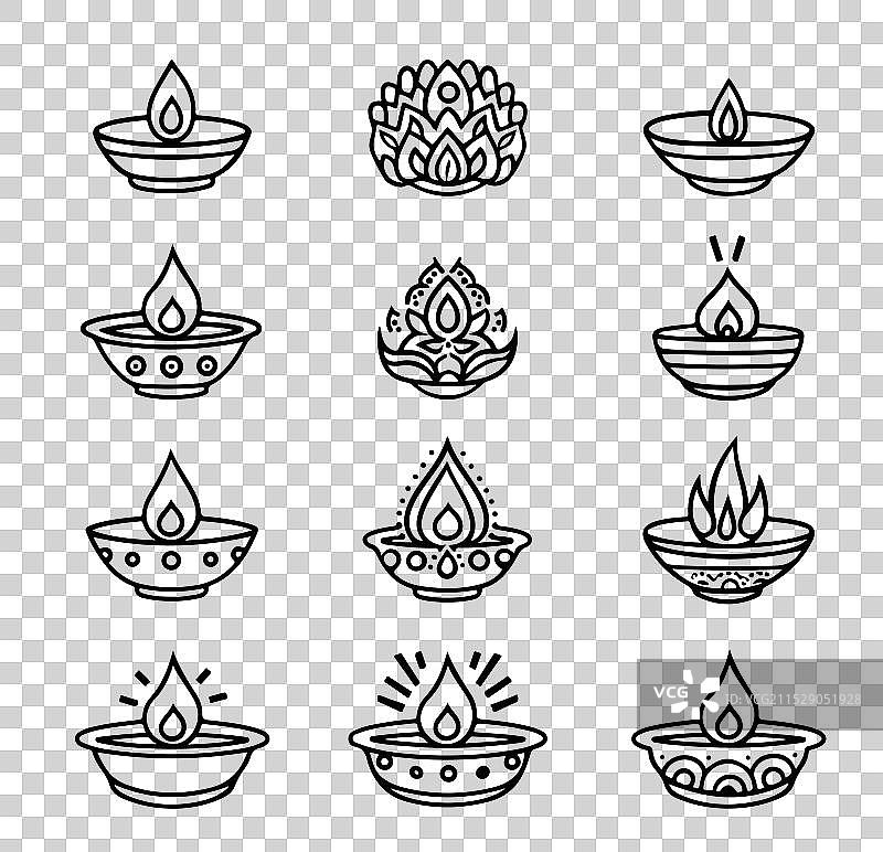 油灯 - 手绘的迪瓦利节灯饰图片素材