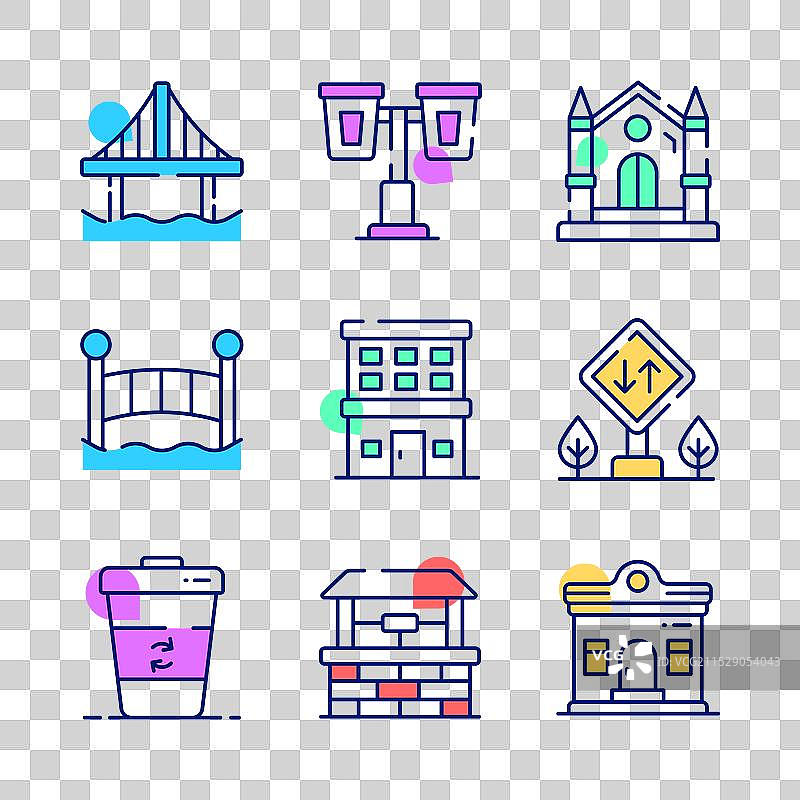 精心设计的城市元素图标集，独立展示图片素材