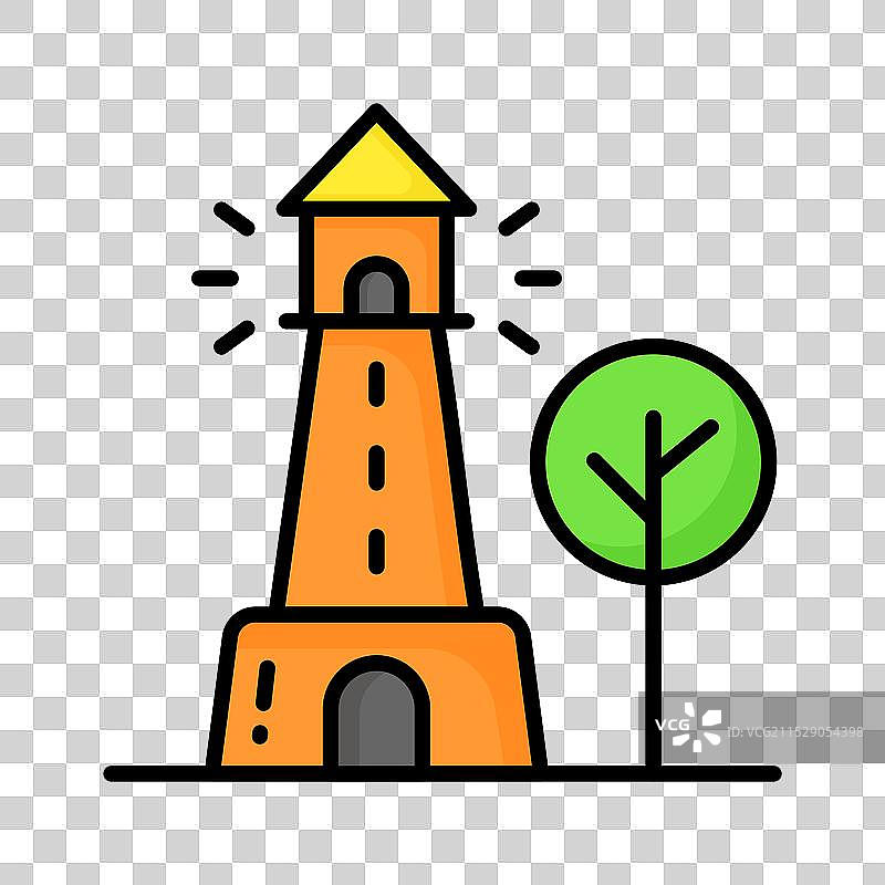 一个包含警示灯的塔楼，用于警告或提醒图片素材