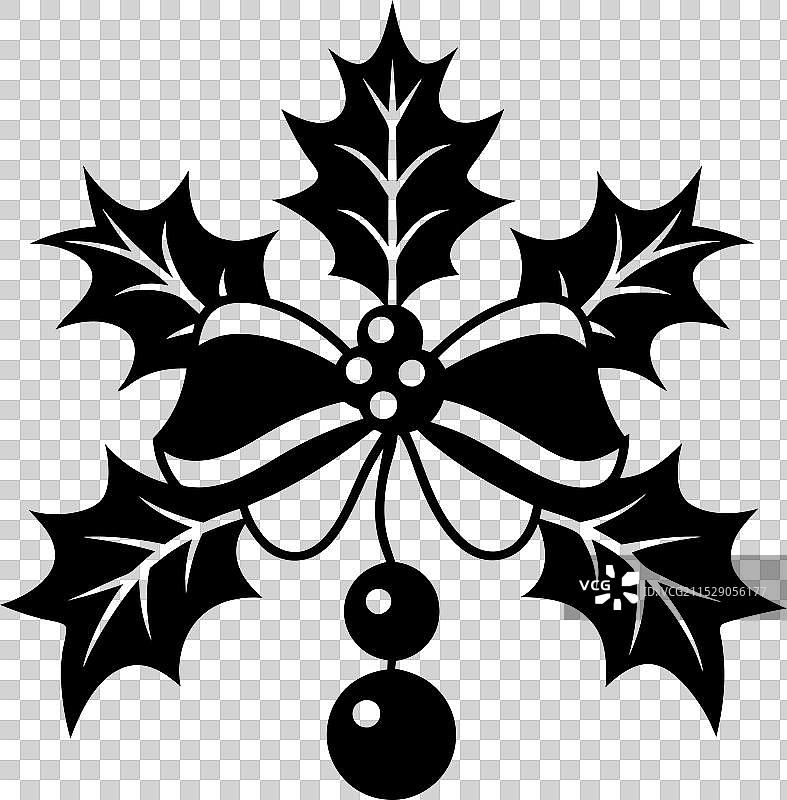 圣诞装饰冬青丝带剪影图片素材