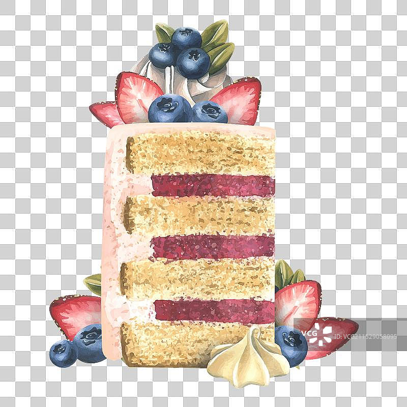 一块装饰有草莓的蛋糕图片素材