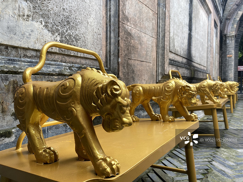 大邑古镇会馆门前狮子图片素材