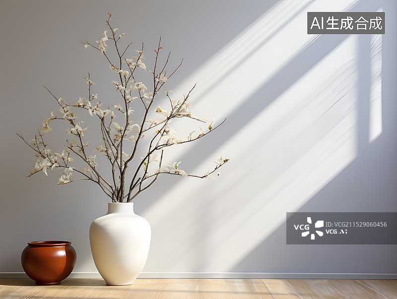 【AI数字艺术】家里地板上花瓶的特写镜头图片素材