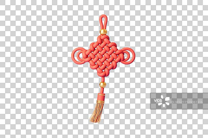 白色背景下的中国风中国结，3D渲染图片素材