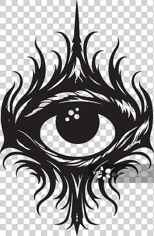 罪恶监视恶魔手与眼球标志图片素材