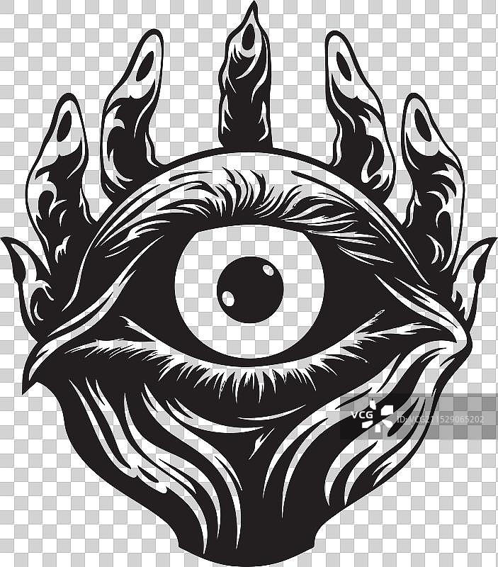地狱火视觉恶魔抓握眼球图标图片素材