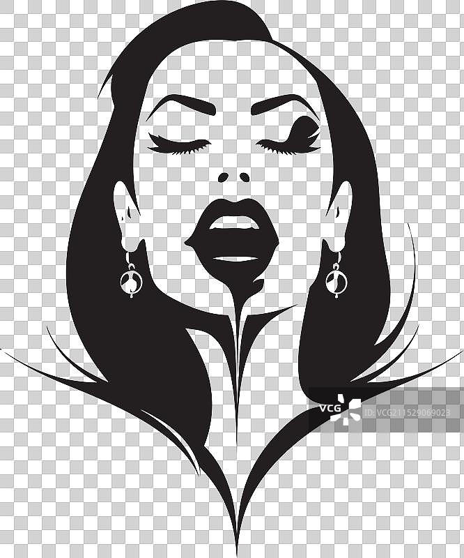 夜间黑色指甲油品牌，吸血鬼女性面孔的标志图片素材