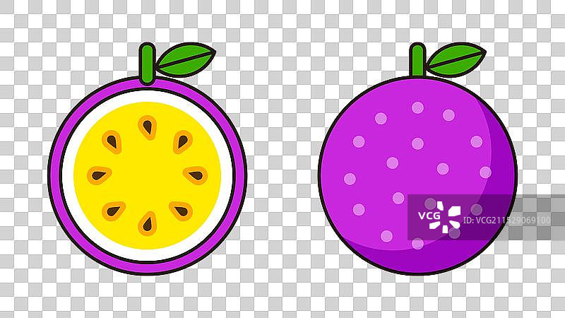紫色 百香果 水果 扁平 简约 插画图片素材