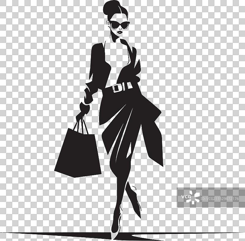 时尚的购物狂潮流女性手提购物袋图片素材