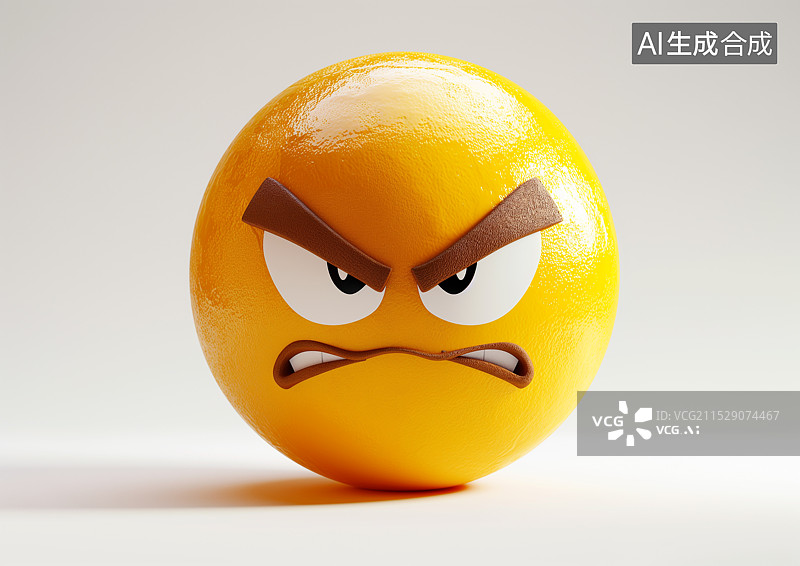 【AI数字艺术】愤怒生气的黄色表情包图片素材