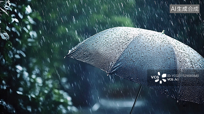 【AI数字艺术】下雨的天气和一把雨伞图片素材