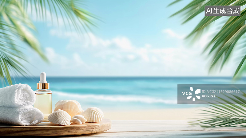 【AI数字艺术】海边度假理疗展台图片素材