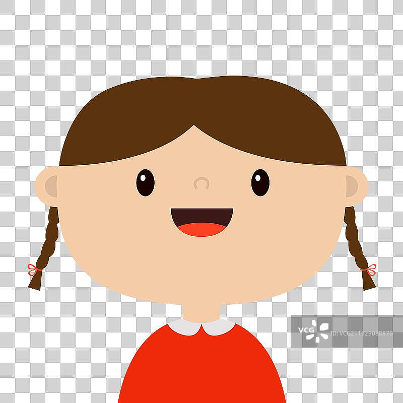 可爱的卡通婴儿女孩头像，搞笑儿童形象图片素材