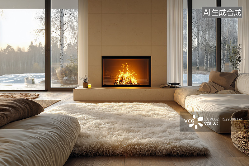 【AI数字艺术】取暖温暖的室内环境居家图片素材