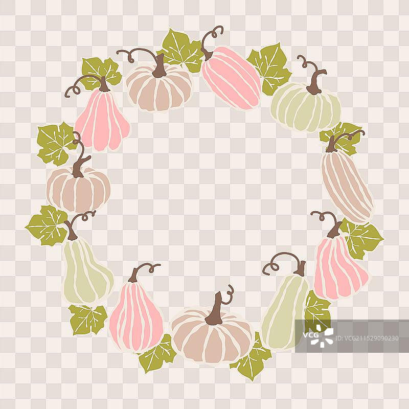 一圈装饰性的柔和色彩南瓜图片素材
