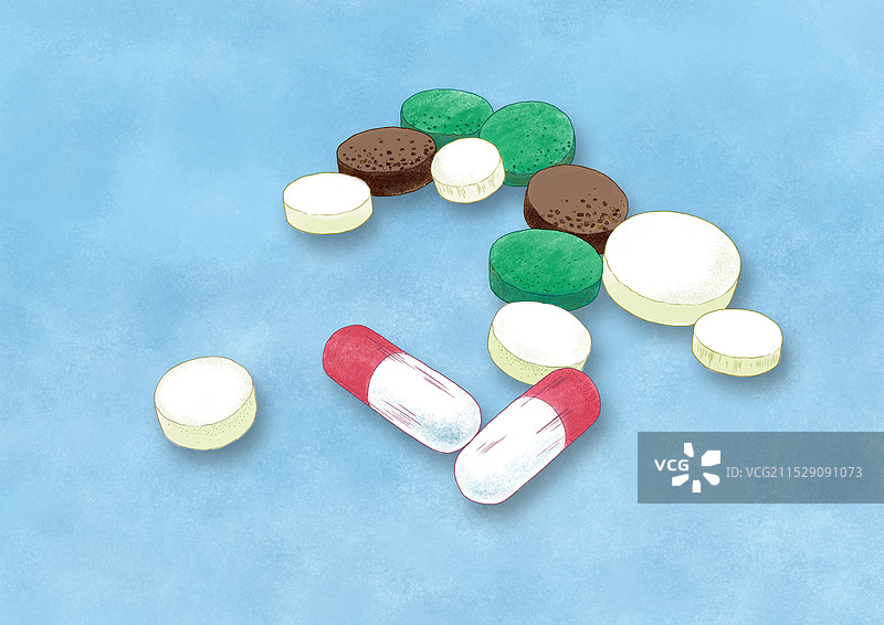 多种药片和胶囊图片素材