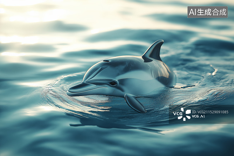 【AI数字艺术】海中游泳的海豚图片素材