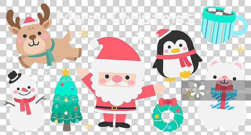 儿童手绘可爱多彩的圣诞元素图片素材