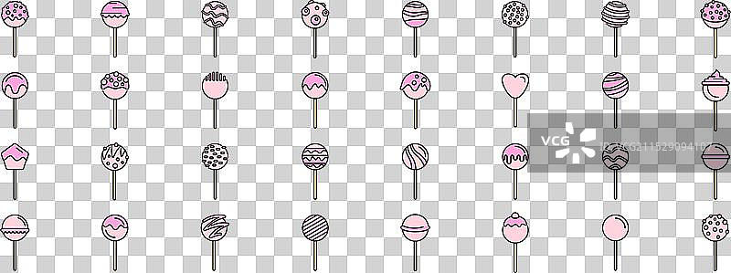 各种蛋糕棒图标的集合，展示不同风格图片素材