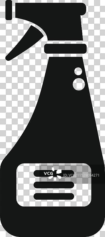 黑色喷雾瓶图标，代表清洁和图片素材