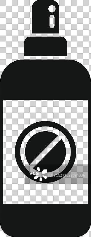 黑色喷雾瓶上有表示有毒的停止标志图片素材