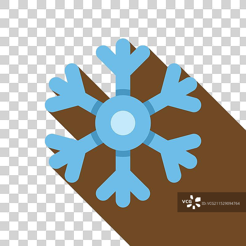 蓝色雪花在棕色背景上投射出长长的阴影图片素材