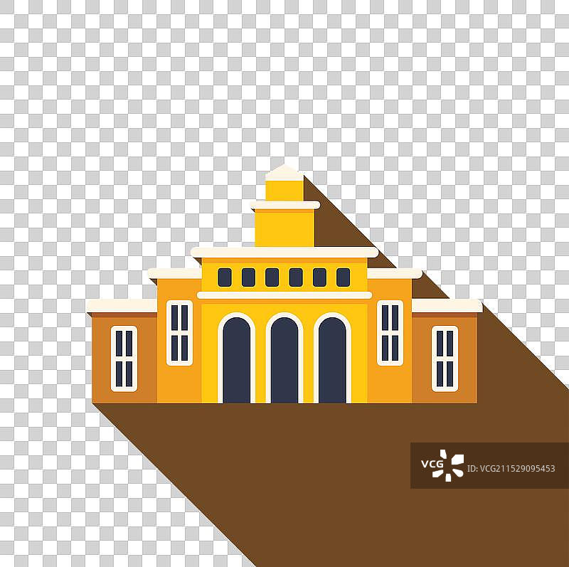 大型市政厅建筑，带有拱形入口图片素材