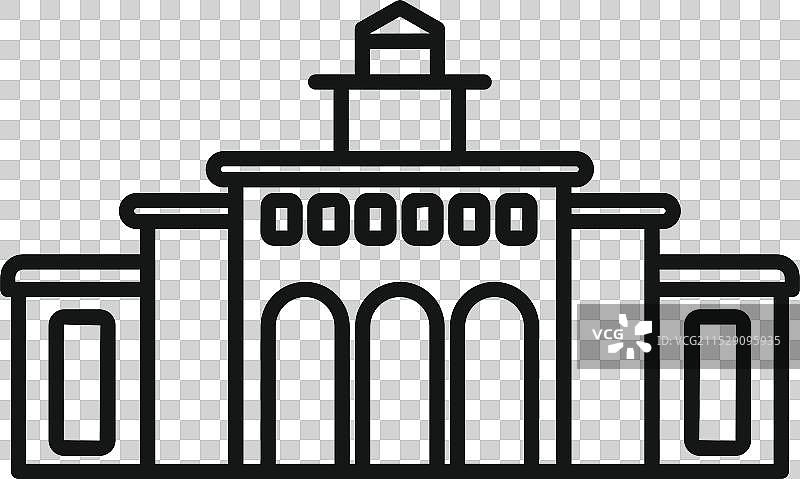 大型建筑立面，带有柱子和窗户图片素材