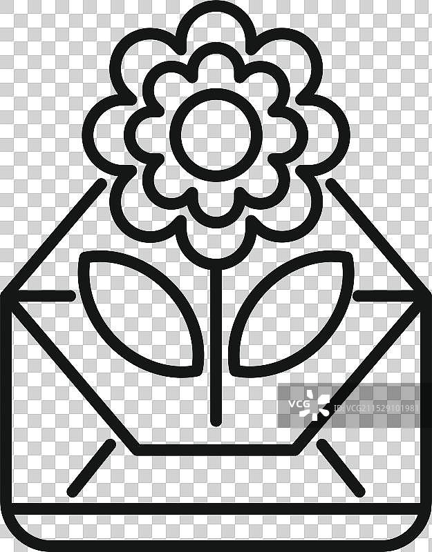 打开的信封，里面有花朵图标图片素材