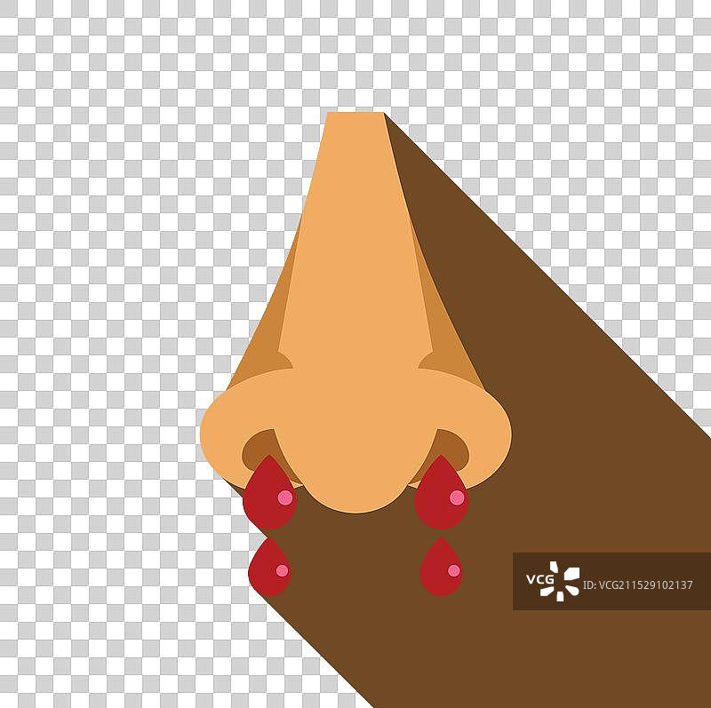 人类鼻子流血，血滴流下。图片素材