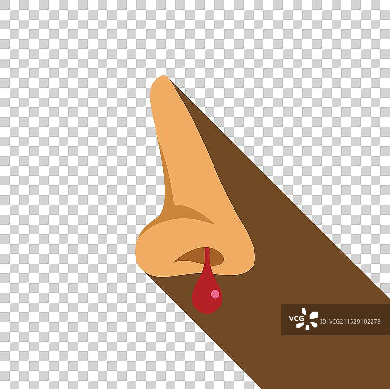 人类鼻子流血，带有一滴血的平面图图片素材