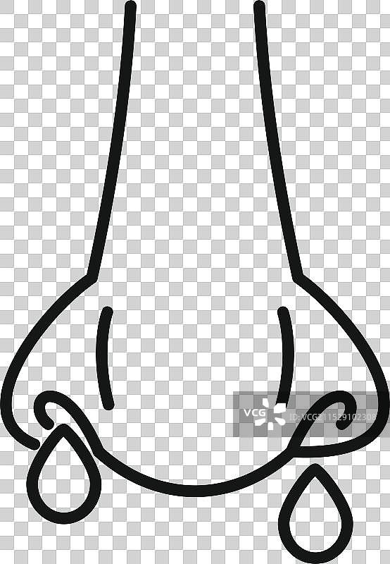 人类鼻子流鼻涕，显示出症状图片素材