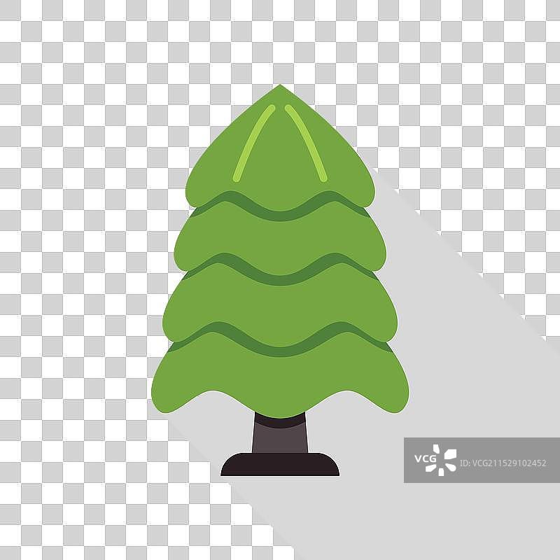 绿色风格化的针叶树投下长长的阴影图片素材