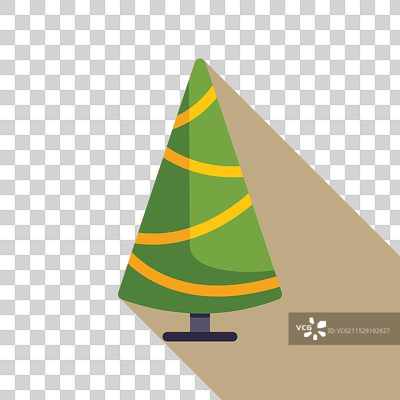 绿色圣诞树上挂着黄色的花环图片素材