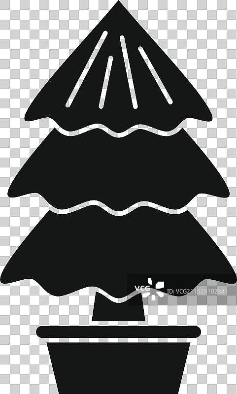 风格化的圣诞树生长在花盆中的图标图片素材