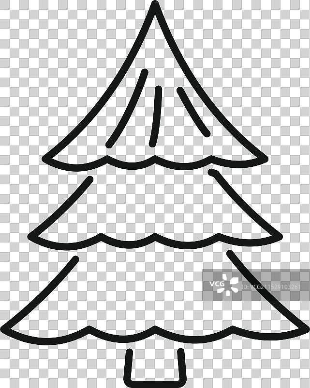 简单的线条艺术松树图画图片素材