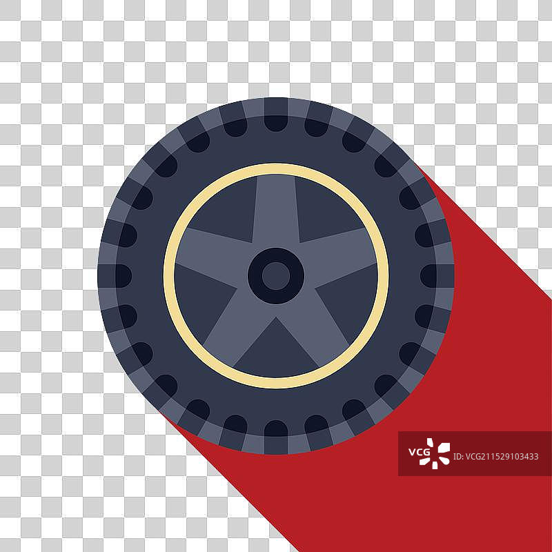 黑色轮胎与轮辋在红色背景上投下长长的阴影图片素材