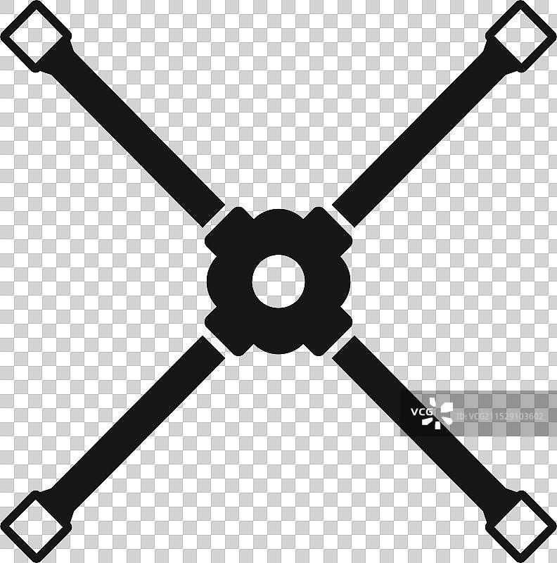 十字扳手工具图标，用于拆卸螺母图片素材