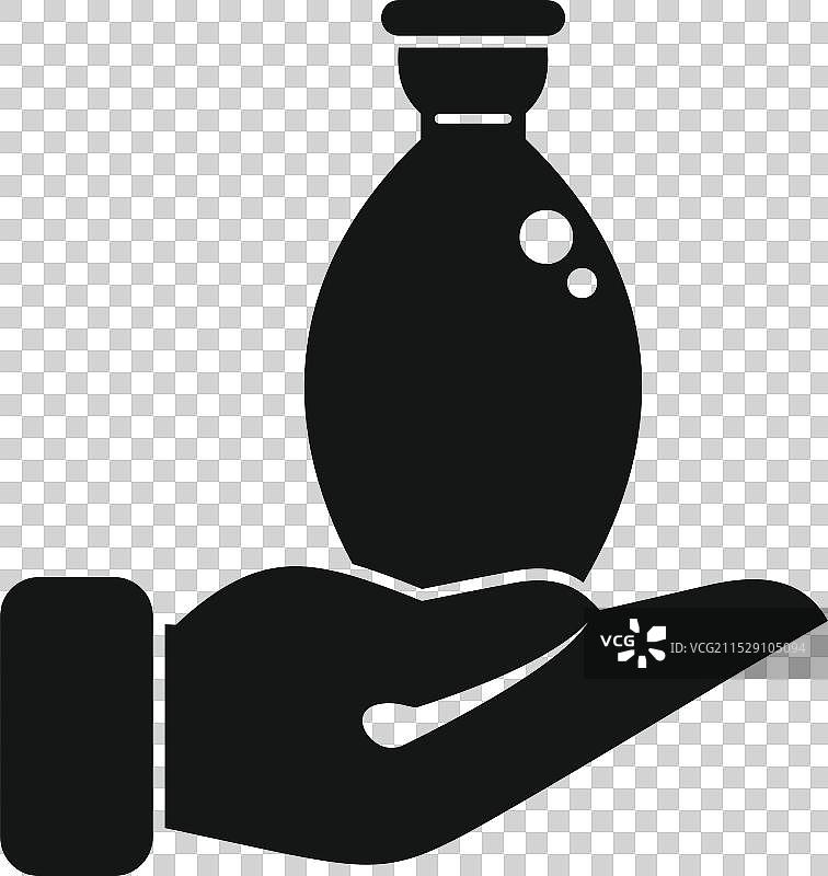 手握瓶子的图标，简约风格图片素材
