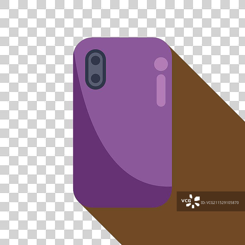 紫色智能手机放在桌子上，闪光灯亮起图片素材