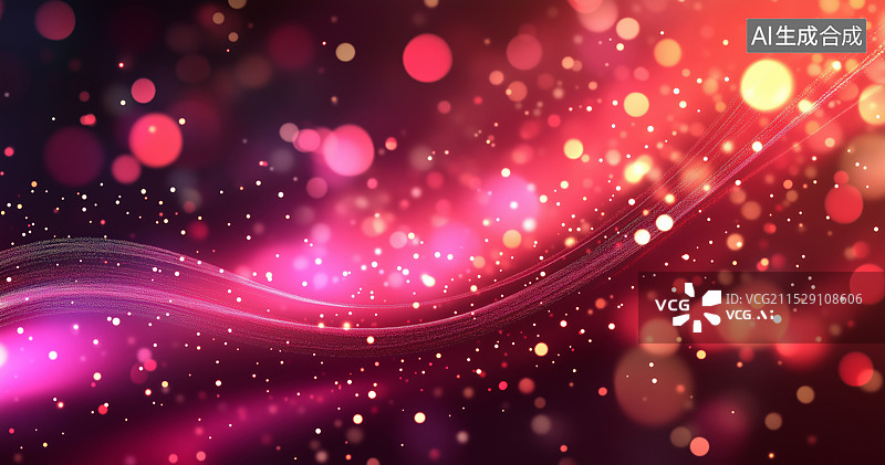 【AI数字艺术】红色发光弯曲光线抽象背景图片素材
