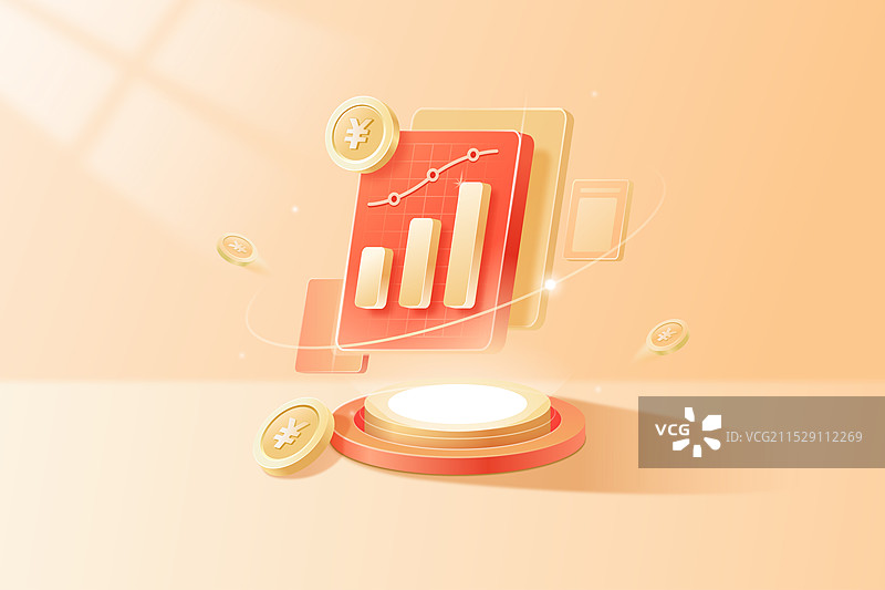 3D金融商务基金理财产品保险股票利率立体矢量插画图片素材