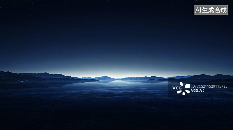 【AI数字艺术】三维夜晚湖水天空背景图片素材