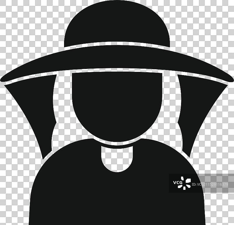 戴着宽边太阳帽的女性图标图片素材