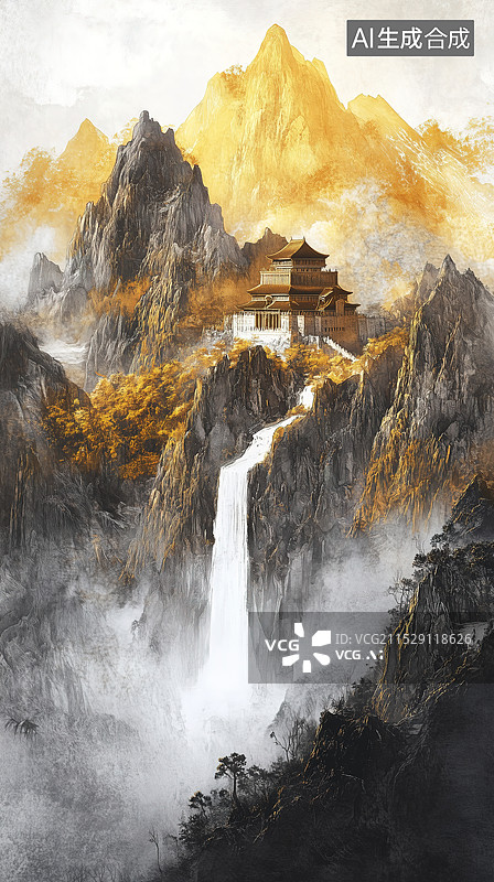 【AI数字艺术】黄河远上白云间，一片孤城万仞山图片素材