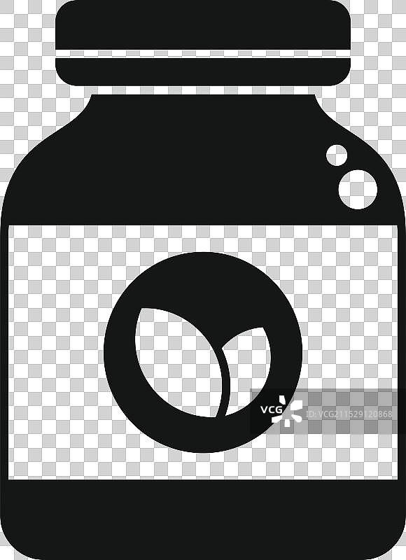 黑色瓶子与生物化妆品霜图标简单设计图片素材