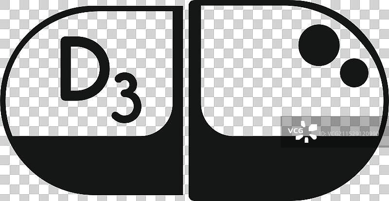 维生素D3补充剂的黑白图标图片素材