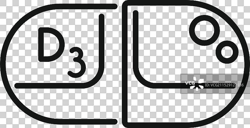 维生素D3胶囊图标，代表医疗保健图片素材