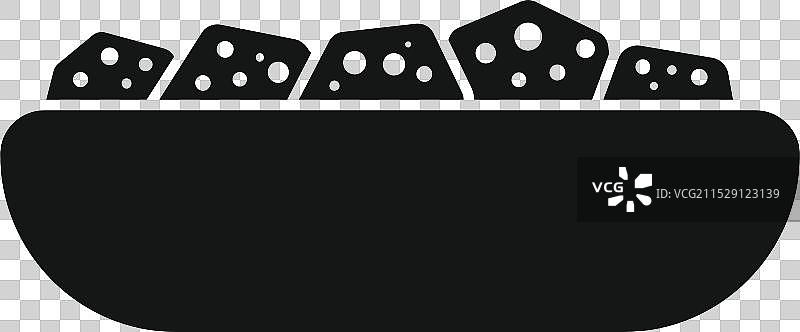 装满切丁羊奶酪的沙拉碗图标图片素材