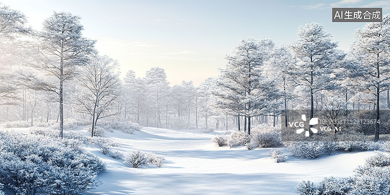 【AI数字艺术】冬季园林公园雪景的俯拍高角度雪景自然节气背景小雪大雪立冬度假图片素材